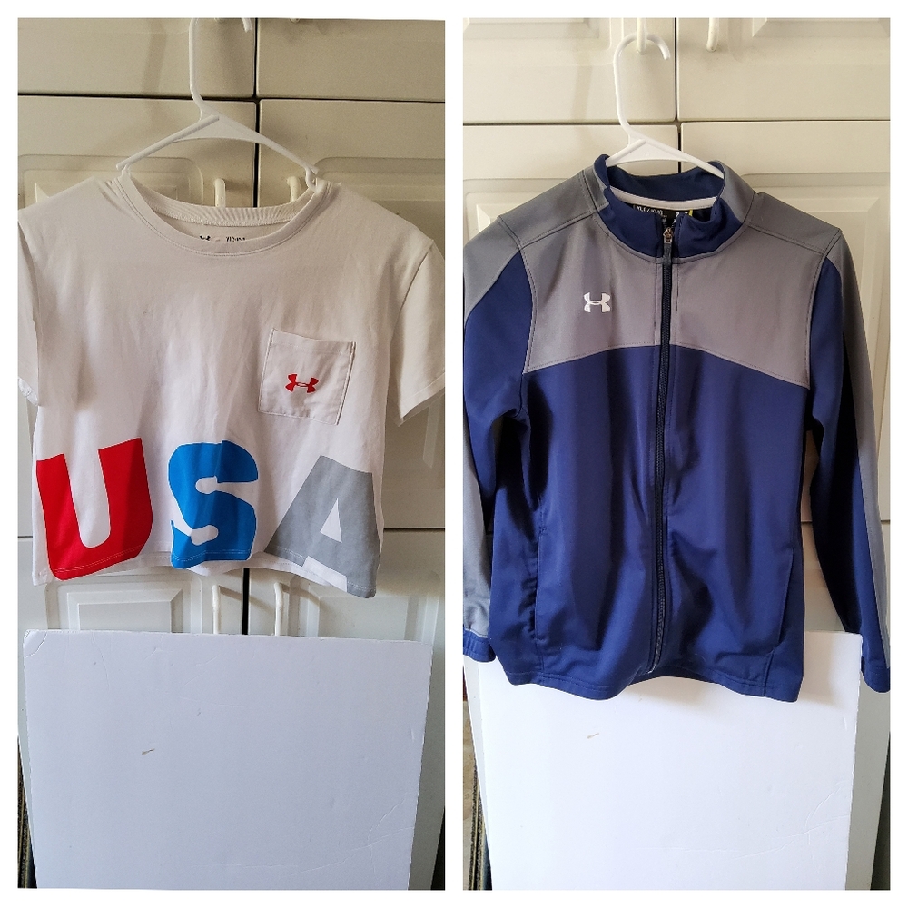 Under Armour USA Shirt And Zip Up Athletic Jacket (YLG)